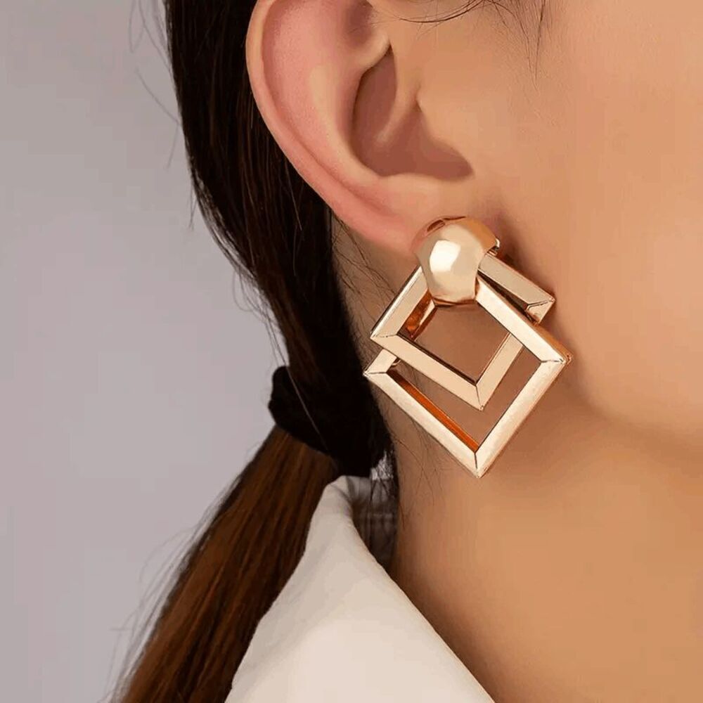 Geometric Triangle Dangle Earrings